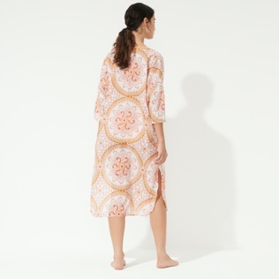 Women Others Printed - Women Cotton Long Cover-up Mandala, Camellia back worn view