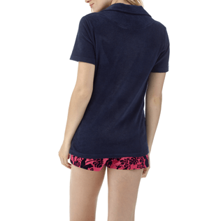 Women Others Solid - Women Terry Cloth Polo shirt Solid, Navy backworn Women Others Solid - Women Terry Cloth Polo shirt Solid, Navy backworn