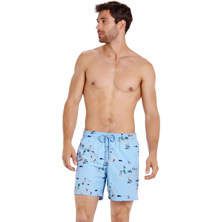 Hombre 017 Bordado - Bañador bordado con estampado Martha's Vineyard para hombre - Edición limitada, Cielo azul frontworn Hombre 017 Bordado - Bañador bordado con estampado Martha's Vineyard para hombre - Edición limitada, Cielo azul frontworn