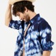 Men Others Printed - Men Bowling Shirt Linen and Cotton Fonds Marins Tie & Dye, Navy details view 8