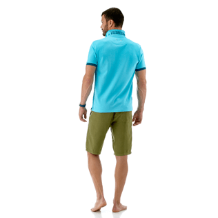Men Others Solid - Solid Cotton pique polo, Azure supp4 Men Others Solid - Solid Cotton pique polo, Azure supp4