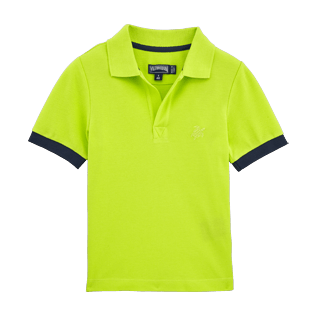 Bambino Polo Unita - Polo in piquet di cotone, Citronella front Bambino Polo Unita - Polo in piquet di cotone, Citronella front