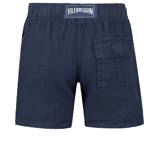 Garçons AUTRES Uni - Bermuda garçon en Lin uni, Bleu marine back Garçons AUTRES Uni - Bermuda garçon en Lin uni, Bleu marine back