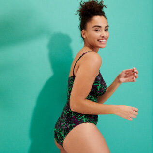 Picture of Women One piece Printed - Women Bustier One-piece Swimsuit Madrague, Grass green details view 3 Picture of Women One piece Printed - Women Bustier One-piece Swimsuit Madrague, Grass green details view 3