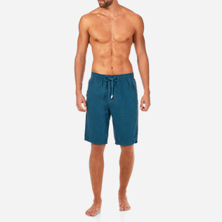 Men Others Solid - Men Italian Pockets Linen Bermuda Shorts Solid, Spray frontworn Men Others Solid - Men Italian Pockets Linen Bermuda Shorts Solid, Spray frontworn
