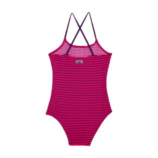 Girls Einteiler Grafisch - Gestreifter Frottee-Badeanzug für Mädchen, Amethyst back Girls Einteiler Grafisch - Gestreifter Frottee-Badeanzug für Mädchen, Amethyst back
