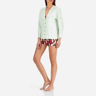 Women Others Solid - Women Terry Cloth Cardigan Sweaters Solid, Opaline frontworn Women Others Solid - Women Terry Cloth Cardigan Sweaters Solid, Opaline frontworn