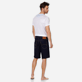 Men Others Solid - Men 5-Pocket Denim Bermuda Shorts, Dark denim w1 back worn view