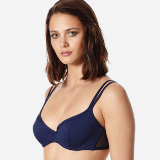 Damen Bügel-Bikini Uni - Solid Net Bikinioberteil mit Bügel für Damen, Marineblau supp1 Damen Bügel-Bikini Uni - Solid Net Bikinioberteil mit Bügel für Damen, Marineblau supp1