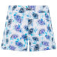 Mujer Autros Estampado - Pantalón corto de baño con cintura plana y estampado Flash Flowers para mujer, Purple blue vista trasera
