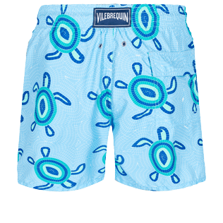 Men Classic Printed - Men Swimwear Mosaic Turtles, Sky blue back view