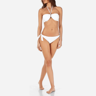 Donne Tops Ricamato - Top bikini donna a fascia ricamato con occhiello, Bianco frontworn Donne Tops Ricamato - Top bikini donna a fascia ricamato con occhiello, Bianco frontworn