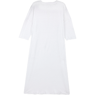 Damen Andere Uni - Langes Solid Tunikakleid aus Leinenjersey für Damen, Weiss back Damen Andere Uni - Langes Solid Tunikakleid aus Leinenjersey für Damen, Weiss back
