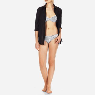 Damen Klassische Höschen Bedruckt - Modernist Fish Bikinihose mit hohem Beinschnitt für Damen, Weiss supp3 Damen Klassische Höschen Bedruckt - Modernist Fish Bikinihose mit hohem Beinschnitt für Damen, Weiss supp3