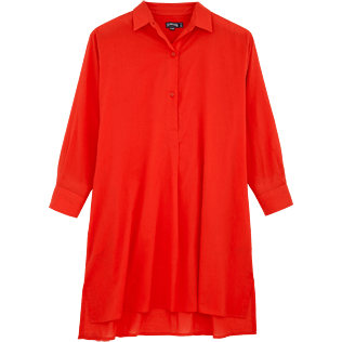 Women Dresses Solid - Solid dress shirt, Poppy red front Women Dresses Solid - Solid dress shirt, Poppy red front