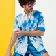 Uomo Altri Stampato - Camicia uomo in lino Spirales Tie & Dye, Azzurro cielo dettagli vista 4