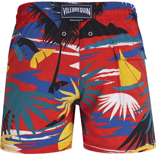 Uomo Altri Stampato - Costume da bagno uomo elasticizzato Hawaiian - Vilebrequin x Palm Angels, Red vista posteriore