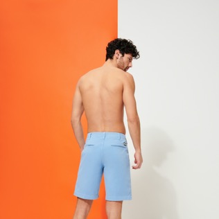 Men Others Solid - Men Cotton Bermuda Shorts Solid, Pastel back worn view