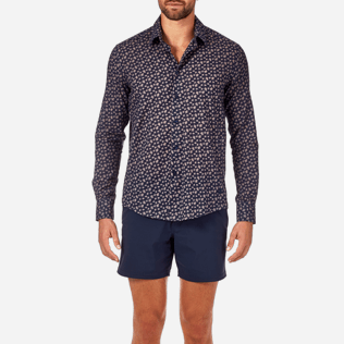 Camisetas Estampado - Camisa en gasa de algodón con estampado Micro Ronde des Tortues, Azul marino supp1 Camisetas Estampado - Camisa en gasa de algodón con estampado Micro Ronde des Tortues, Azul marino supp1