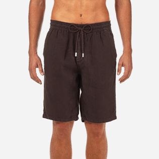 Men Others Solid - Men Italian Pockets Linen Bermuda Shorts Solid, Chocolate supp1 Men Others Solid - Men Italian Pockets Linen Bermuda Shorts Solid, Chocolate supp1