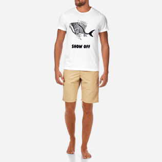 Men Others Printed - Prehistoric Fish Round neck T-Shirt, White frontworn Men Others Printed - Prehistoric Fish Round neck T-Shirt, White frontworn