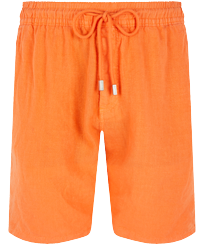 Men Others Solid - Men Cargo Linen Bermuda Shorts Solid, Guava front view