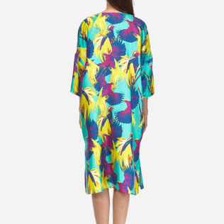 Women 052 Printed - Women Long Twill Silk Tunic Dress Birds of Paradise, Veronese green supp2 Women 052 Printed - Women Long Twill Silk Tunic Dress Birds of Paradise, Veronese green supp2