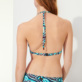 Mujer Halter Estampado - Top de bikini anudado alrededor del cuello con estampado 2001 Broken Waves para mujer, Azurin vista trasera desgastada
