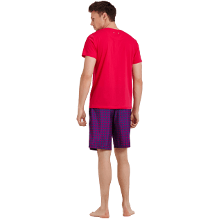 Homme AUTRES Uni - T-Shirt Col V en Coton Mercerisé Homme Uni, Groseille backworn Homme AUTRES Uni - T-Shirt Col V en Coton Mercerisé Homme Uni, Groseille backworn