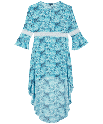 Women Dress Flowers Tie & Dye Marineblau Vorderansicht