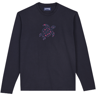 Bild von Herren Andere Bestickt - Solid T-Shirt aus Baumwolle mit aufgestickter Schildkröte für Herren, Marineblau Vorderansicht Bild von Herren Andere Bestickt - Solid T-Shirt aus Baumwolle mit aufgestickter Schildkröte für Herren, Marineblau Vorderansicht