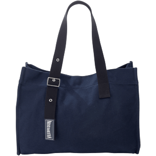 Others Solid - Big Cotton Beach Bag Solid, Navy front view