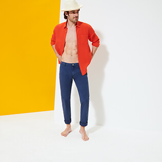 男款 Others 纯色 - 男士超轻斜纹布长裤, Navy frontworn 男款 Others 纯色 - 男士超轻斜纹布长裤, Navy frontworn