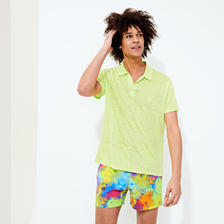 男款 Others 纯色 - 男士纯色亚麻运动 Polo 衫, Coriander frontworn 男款 Others 纯色 - 男士纯色亚麻运动 Polo 衫, Coriander frontworn
