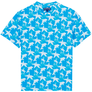 T-shirt uomo in cotone Clouds Hawaii blue vista frontale