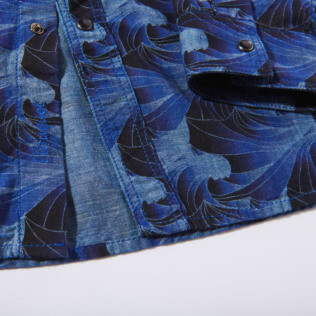 Herren Andere Bedruckt - Chambray-Hemd Waves für Herren, Marineblau Details Ansicht 5
