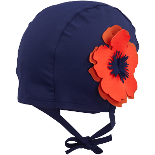 Women Others Embroidered - Women Bathing Cap Fleurs 3D, Navy back view