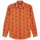 Autros Estampado - Camisa de verano en gasa de algodón con estampado 1975 Rosaces unisex, Albaricoque vista frontal