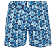 Herren Andere Bedruckt - Batik Fishes Stretch-Badeshorts mit flachem Bund für Herren, Marineblau Vorderansicht