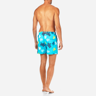 Men Classic / Moorea Printed - Multicolor Turtles Swim shorts, Azure backworn Men Classic / Moorea Printed - Multicolor Turtles Swim shorts, Azure backworn