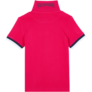 Boys Others Solid - Boys Cotton Pique Polo Shirt Solid, Shocking pink back view
