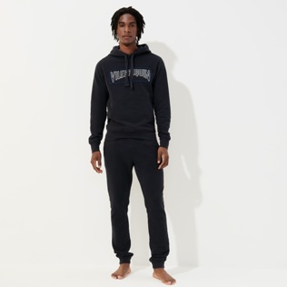 Men Others Embroidered - Men Embroidered Cotton Hoodie Sweatshirt Solid, Navy details view 2