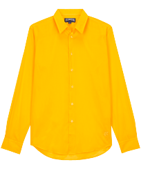 Unisex cotton voile Shirt Solid Yellow front view