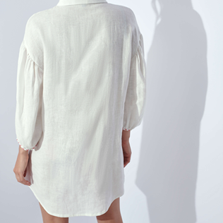 Mujer Autros Liso - Túnica de lino de color liso para mujer, Blanco backworn Mujer Autros Liso - Túnica de lino de color liso para mujer, Blanco backworn