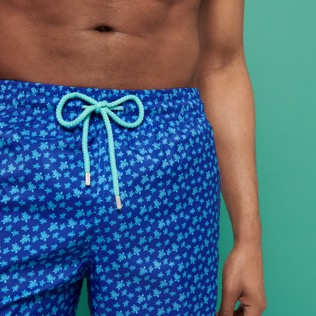 Men Long classic Printed - Men Swim Trunks Long Ultra-light and packable Micro Ronde Des Tortues, Sea blue details view 1