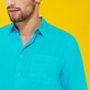 Hombre Autros Liso - Camisa de lino lisa para hombre, Curazao detalles vista 1
