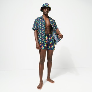 Men Others Printed - Men Stretch Swim Trunks Tortues Rainbow Multicolor - Vilebrequin x Kenny Scharf, Navy details view 2