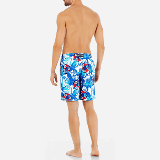 Hombre Corte Largo Estampado - Bañador con estampado Soccer Turtles para hombre, Blanco backworn Hombre Corte Largo Estampado - Bañador con estampado Soccer Turtles para hombre, Blanco backworn