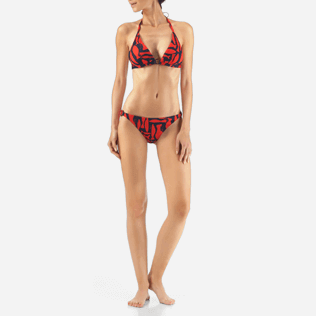 Women Tops Printed - Silex Fishes Triangle shape bikini top, Poppy red frontworn Women Tops Printed - Silex Fishes Triangle shape bikini top, Poppy red frontworn