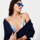 Donna Triangolo Stampato - Top bikini donna a triangolo Cherry Blossom, Blu mare dettagli vista 2